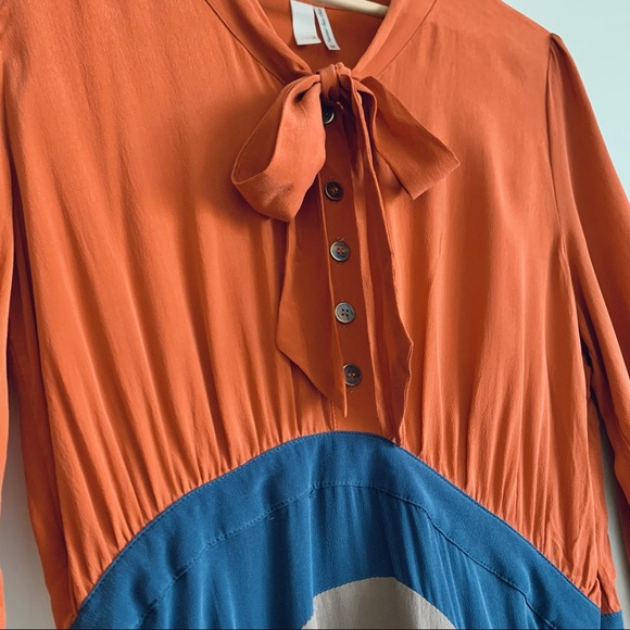 Silk Tri Coloured Pleated Mini Dress - Picture 3 of 4